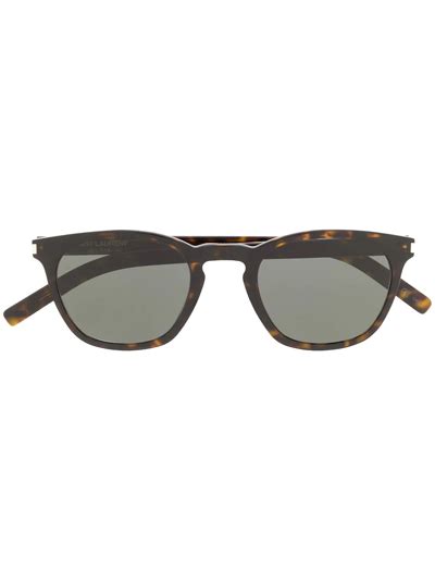 Saint Laurent Square Frame Sunglasses In Black Modesens