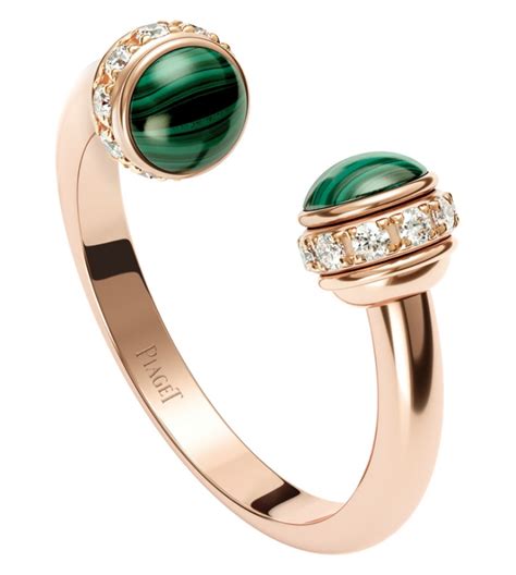 Piaget Rose Gold Malachite Diamond Open Ring Entropia