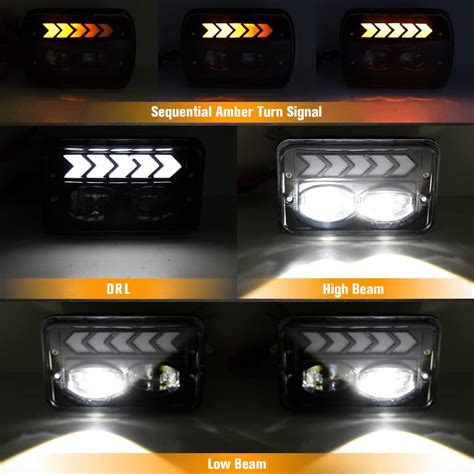 BESTZHEYU 2 Faros Delanteros LED De 4 X 6 Pulgadas Para S10 1995 1996