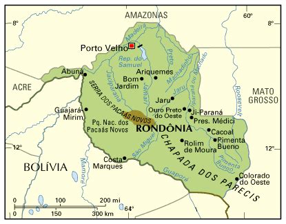 Map of Rondônia, state of Brazil