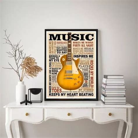 Quadro Guitarra Music Amarela 24x18cm Moldura Preta MercadoLivre