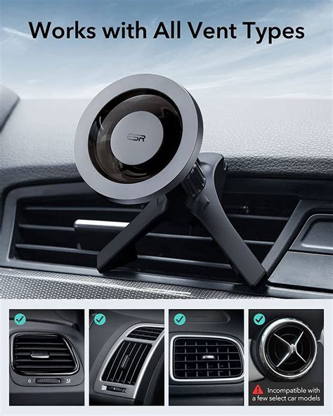 ESR HaloLock Magnetic Car Phone Mount, Compatible with MagSafe Car