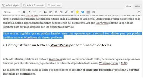 C Mo Justificar Texto En Wordpress De Cuatro Formas Sencillas Edvw