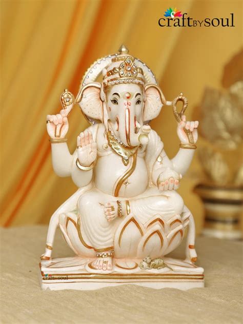 Pure White Marble Handmade Ganesha Statue Marble Ganesha Etsy