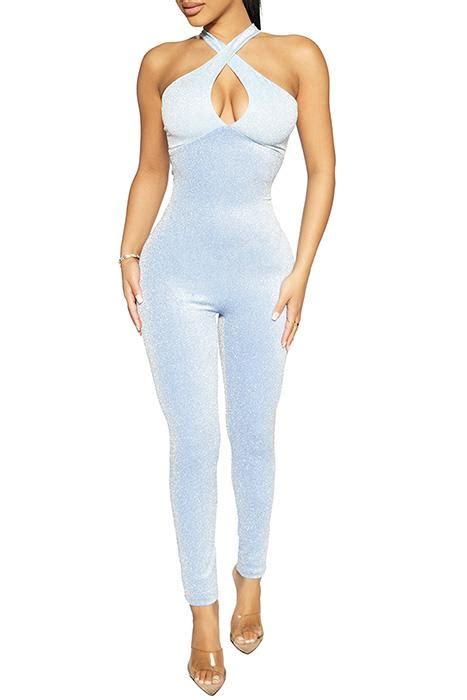 Naked Wardrobe The Glow Key Jumpsuit Blue Blue Lyst