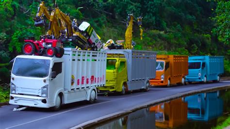 Mobil Truk Tronton Panjang Penuh Mobil Mobilan Excavator Truk Tangki