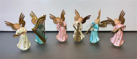 Vintage Angel Ornaments Angels Musicians Plastic Angels Etsy