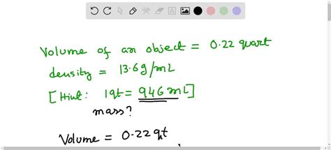 Solved Question 19 Determine The Mass Of An Object That Has A Volume