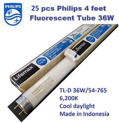 15 PCS PHILIPS 36W 4FT LIFEMAX FLUORESCENT TUBE 6200K COOL DAYLIGHT