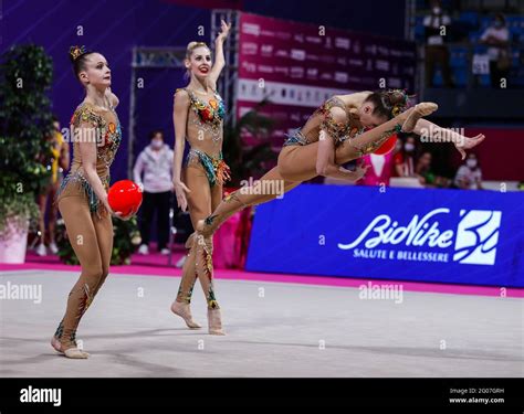 Russian Group Team Perform During The Rhythmic Gymnastics FIG World Cup