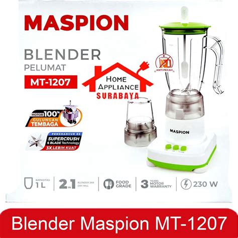 Jual Blender Maspion Plastik Kapasitas 1 Liter MT 1207 MT 1207