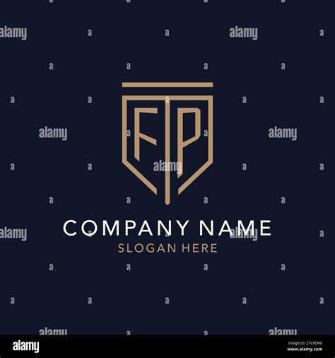 FP Initial Logo Monogram With Simple Luxury Shield Icon Design