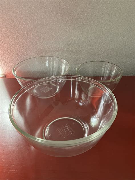 3 Vintage Pyrex Clear Glass Mixing Bowls In 3 6 And 10 Cups Etsy