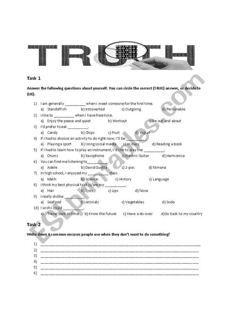 Honesty Truth And Lies Esl Worksheet By Abojo