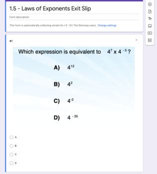 Simplifying Exponential Expressions The Power Rule Google Forms