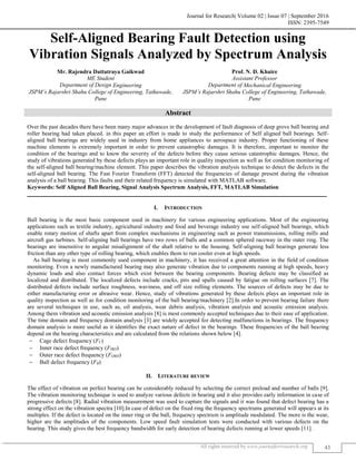 Self Aligned Bearing Fault Detection Using Vibration Signals Analyzed