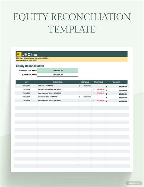 Equity Reconciliation Template Google Sheets Excel Template Net