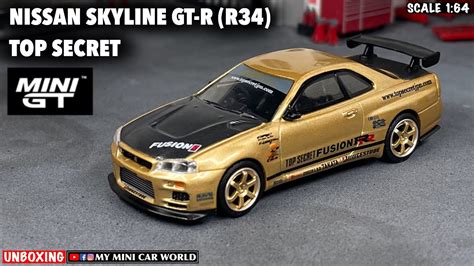 MY MINI CAR WORLDUNBOXING MINI GT 1 64 NISSAN SKYLINE GT R R34 TOP