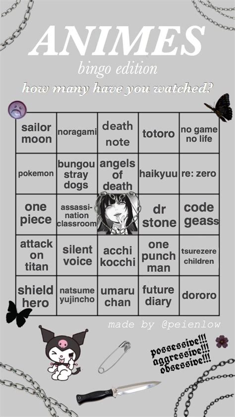 anime bingo story template instagram game | Streaming anime, Bingo ...