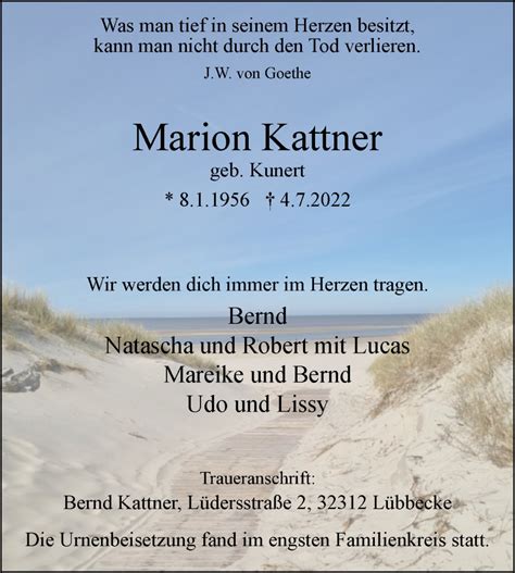 Traueranzeigen Von Marion Kattner Westfalen Blatt De