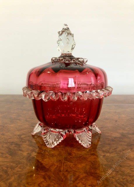 Antiques Atlas Victorian Quality Cranberry Glass Lidded Bowl