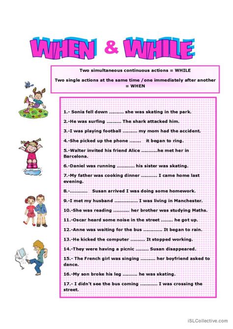 When And While English Esl Worksheets Pdf And Doc