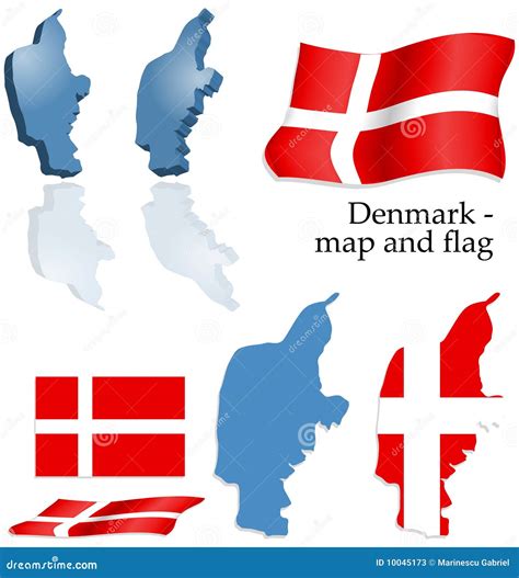 Denmark Map And Flag Set Stock Vector Illustration Of Geography