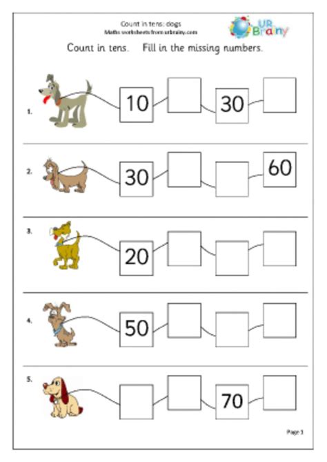 Counting In Tens Worksheets Free - CountingWorksheets.com