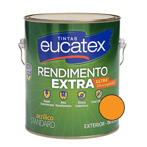 Tinta Acrílica Rendimento Extra Cenoura 3 6L Eucatex Leste Imper