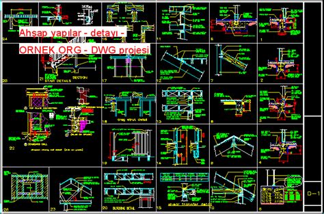 Ahşap yapılar detayı dwg projesi Autocad Projeler