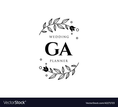 Ga Initials Letter Wedding Monogram Logos Vector Image