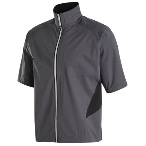 FootJoy HydroKnit Short Sleeve Golf Rain Jacket Charcoal/Black 23793 - Carl's Golfland