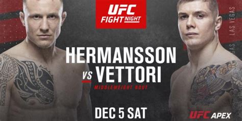 Ufc Vegas 16 Hermansson Vs Vettori Live Stream Full Card Start Time