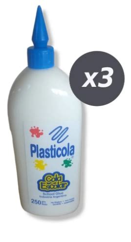 Adhesivo Vinilico Plasticola 250 Grs Cola Escolar Pack X 3