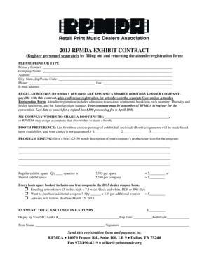 Fillable Online Printmusic Rpmda Convention Registration Form Retail