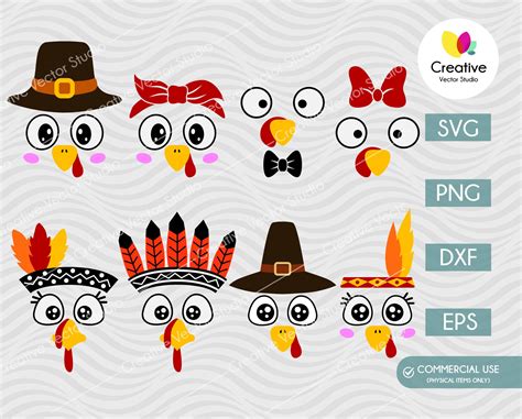 Turkey Face Svg Bundle Creative Vector Studio