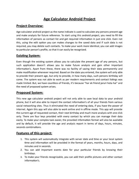 Age Calculator Android Project Age Calculator Android Project Project