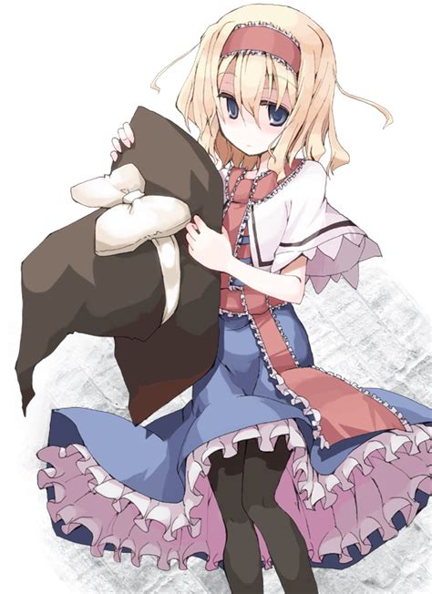 Safebooru Alice Margatroid Black Legwear Blonde Hair Blue Eyes Capelet Frills Gathers Hairband