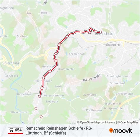 654 Route Fahrpläne Haltestellen Karten Remscheid Friedrich Ebert