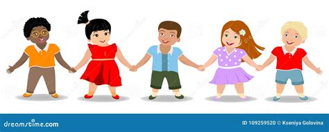 Multicultural Children Holding Hand Around The World Vector