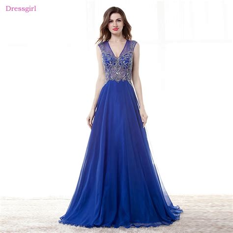 Royal Blue Evening Dresses 2018 A Line Cap Sleeves Chiffon Beaded