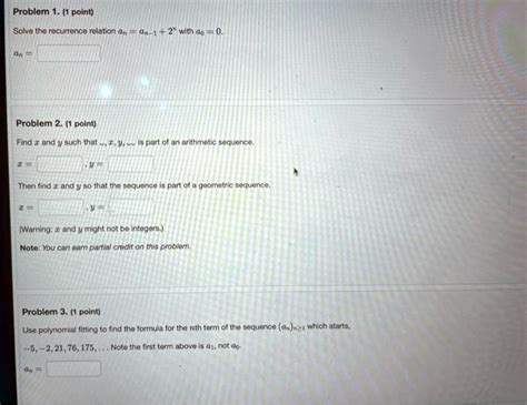 Solved Problem 1 1point Solve The Recurrence Relation 1 2with 0 An