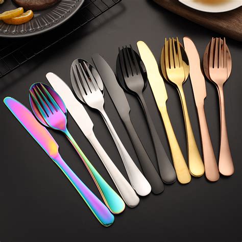 Fast Delivery Restaurant Hotel Gold Fork Set Cutlery Stainless Black