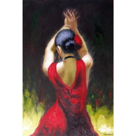 Figur Ölgemälde Flamenco Tänzerin Im Roten Kleid Schöne Frau Leinwand