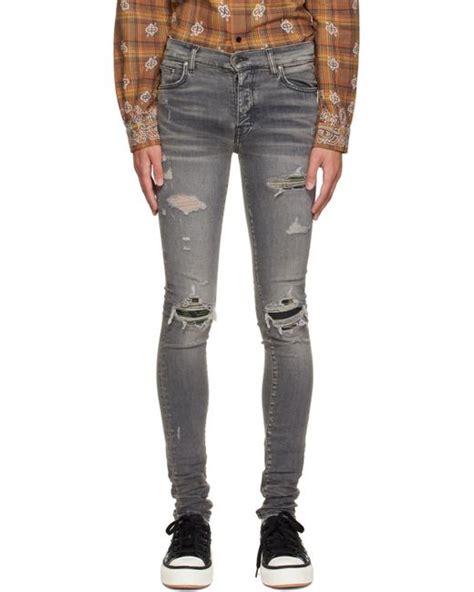 Amiri Denim Mx1 Camo Jeans In Grey Grey For Men Lyst Uk