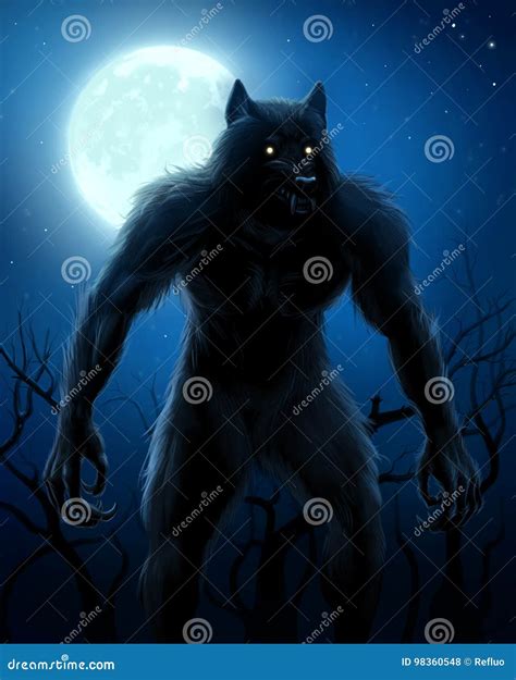 Loup Garou Et Lune Illustration Stock Illustration Du Fonc