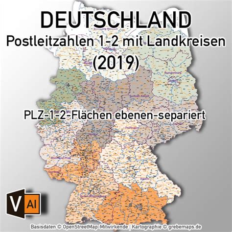 Deutschland Postleitzahlenkarte Plz 2 Vektor 2 Stellig