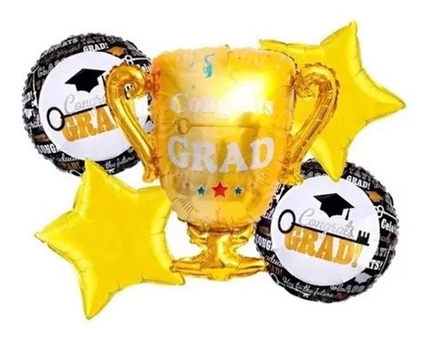 Kit 5 Globos Graduacion Birrete Nino Nina Graduacion Dorado En Venta En