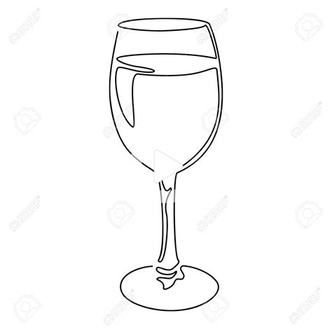 Stock Vector Continuous Line Drawing Wine Glass Drawing Line Drawing