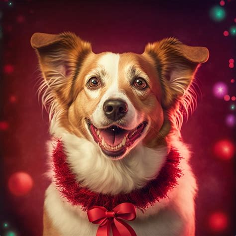 Fundo De Decora O De Natal De Retrato De Cachorro Feliz Foto Premium